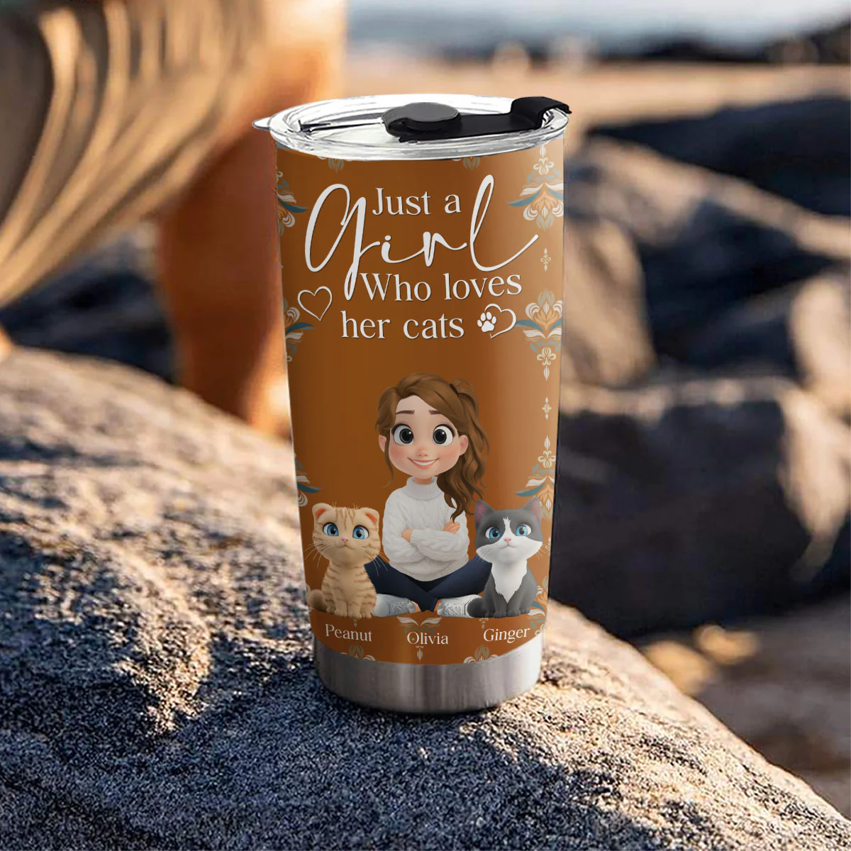 Stay Here With Cats - Personalized Custom Tumbler - Image 3