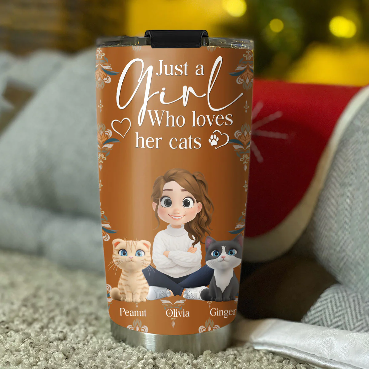 Stay Here With Cats - Personalized Custom Tumbler - Image 4