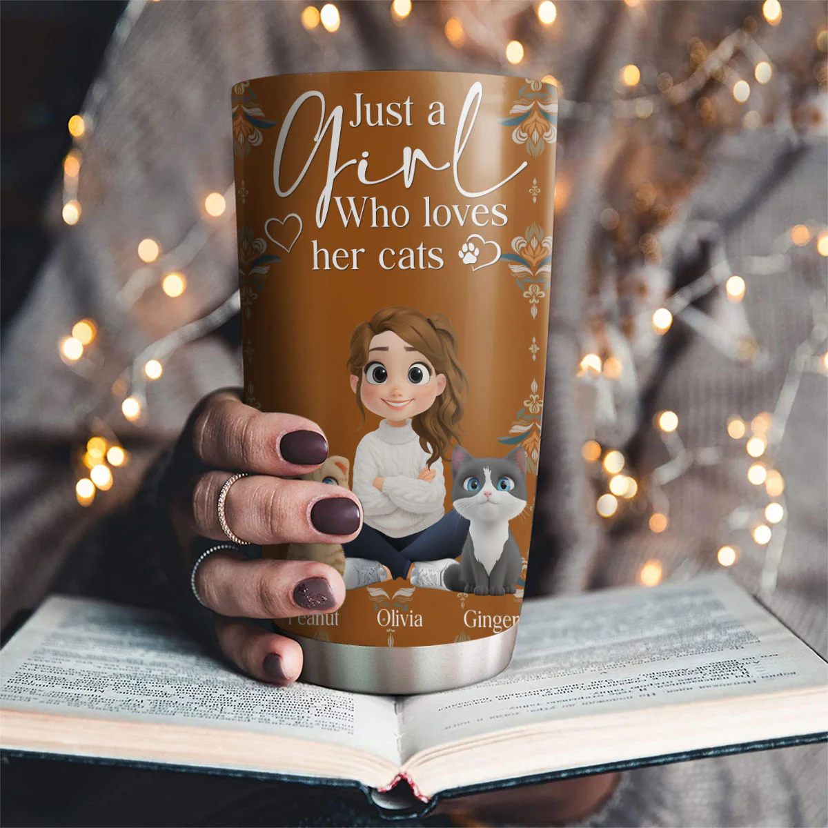 Stay Here With Cats - Personalized Custom Tumbler - Image 5