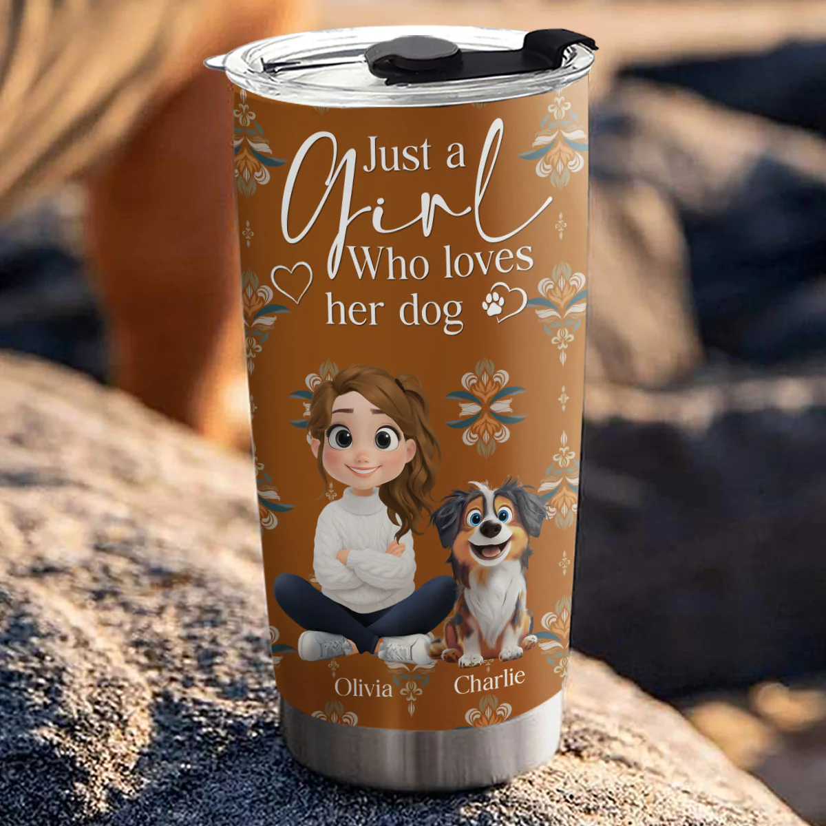 Stay Here With Dogs - Personalized Custom Tumbler - Image 3