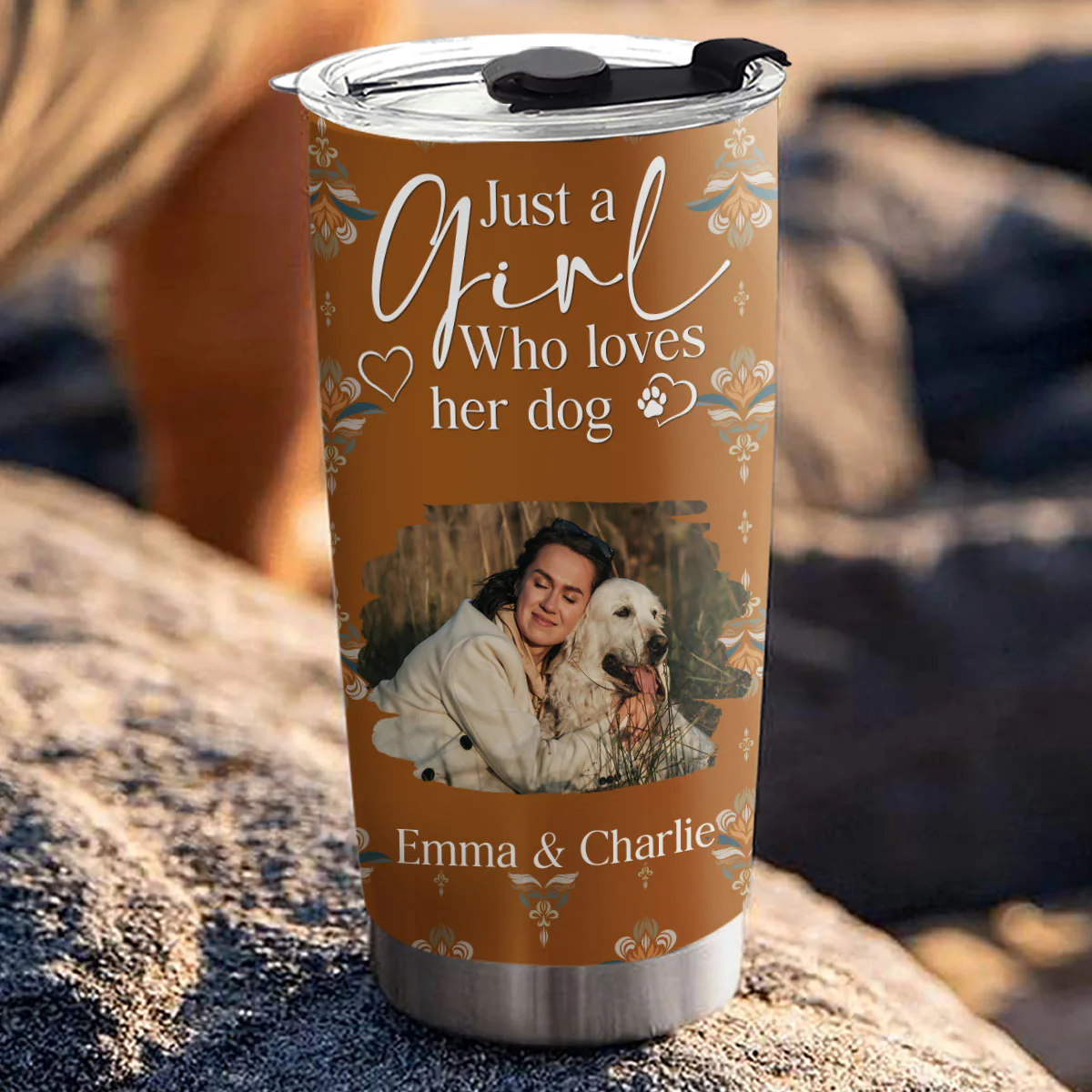 Stay Here With Dogs Photo - Personalized Custom Tumbler - Image 4