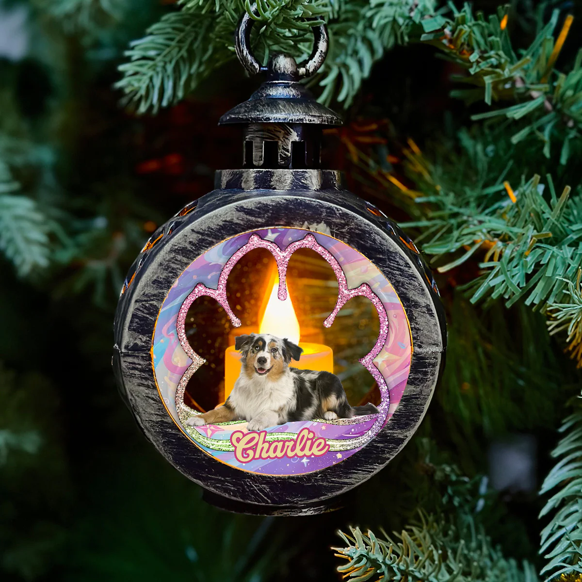 Stay Here With Me Photo - Personalized Custom 3D Inflated Effect Christmas Lantern - Image 2