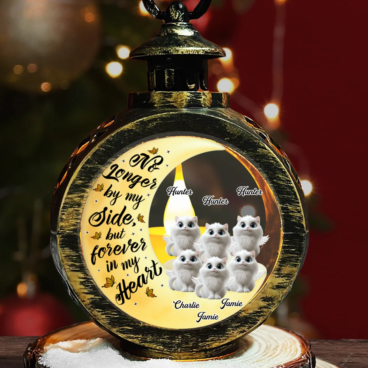 Still Think Of Cats - Personalized Custom Christmas Lantern - Image 7