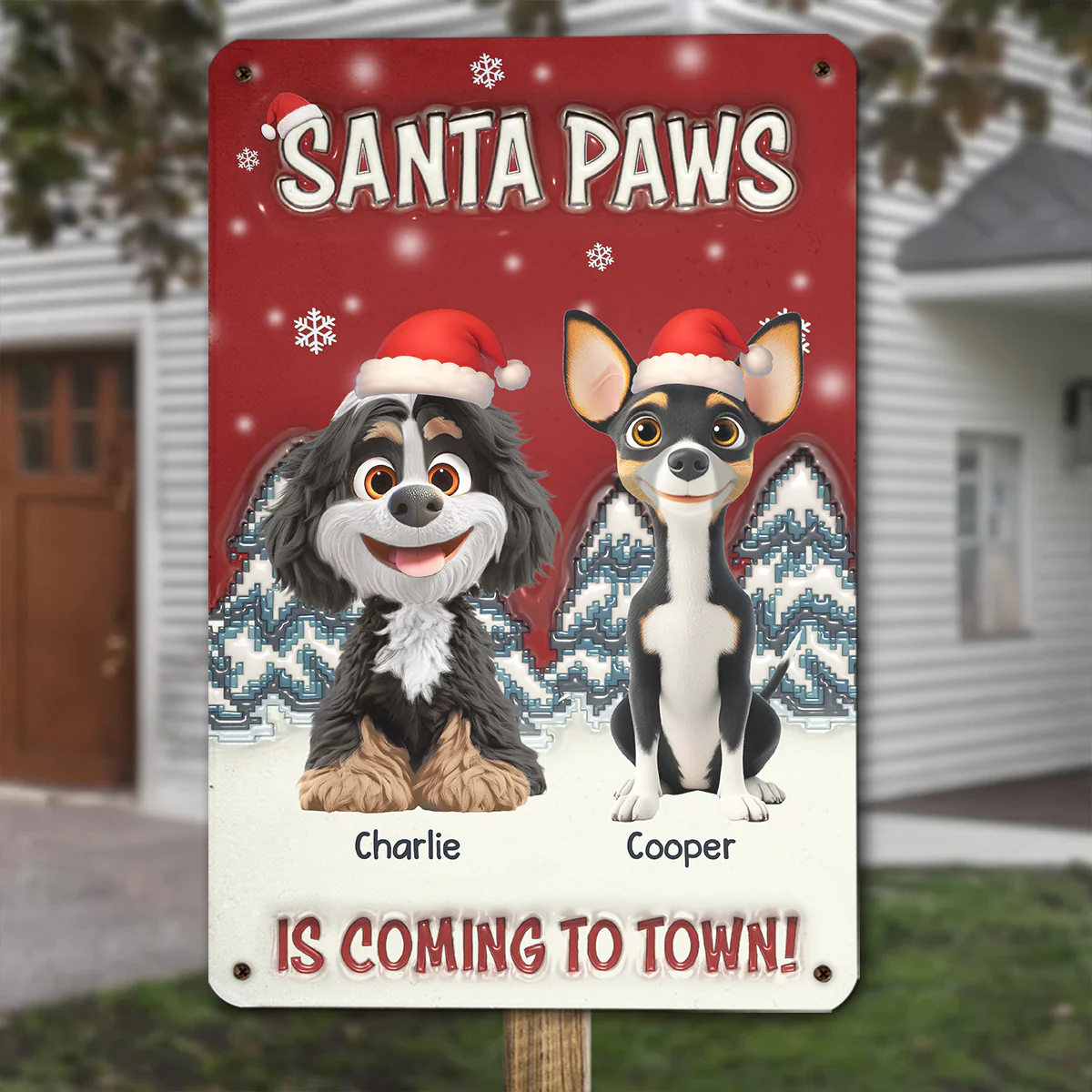 Stop Here With Us Santa - Personalized Custom 3D Inflated Effect Metal Sign - Image 2