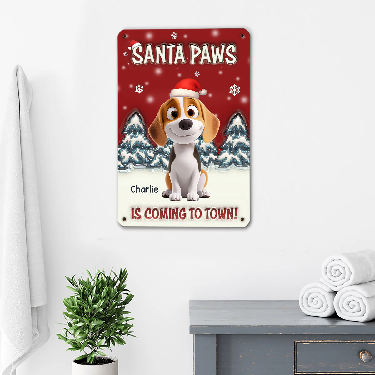 Stop Here With Us Santa - Personalized Custom 3D Inflated Effect Metal Sign - Image 4