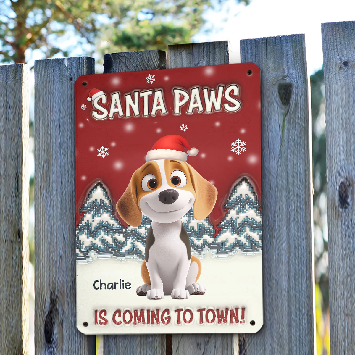 Stop Here With Us Santa - Personalized Custom 3D Inflated Effect Metal Sign - Image 5