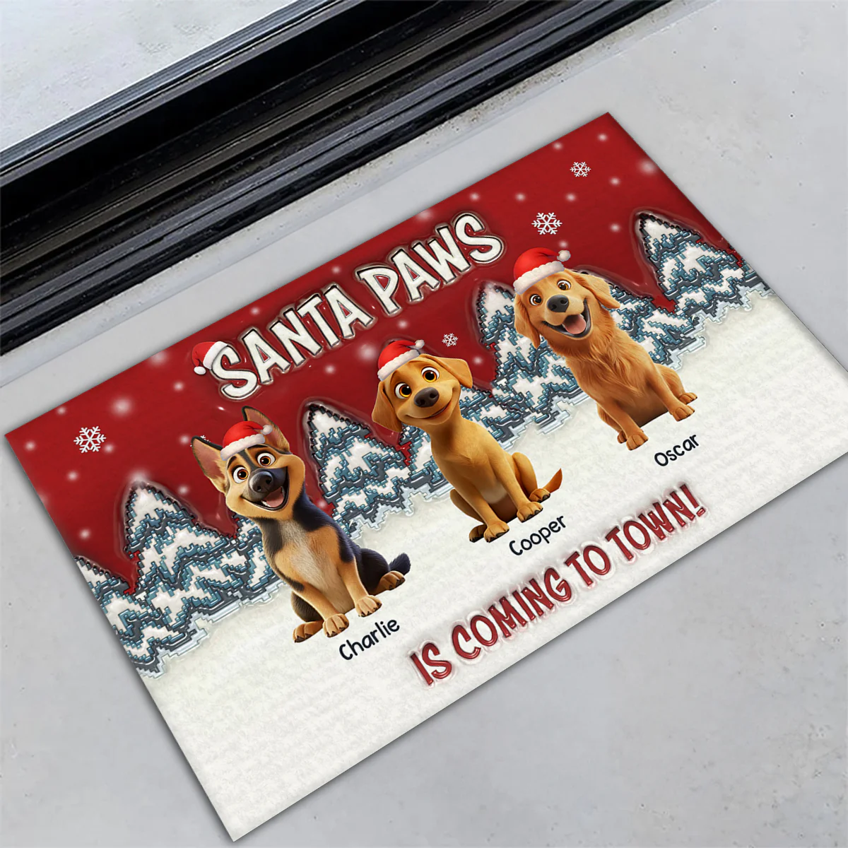Stop Here With Us Santa - Personalized Custom Doormat - Image 3