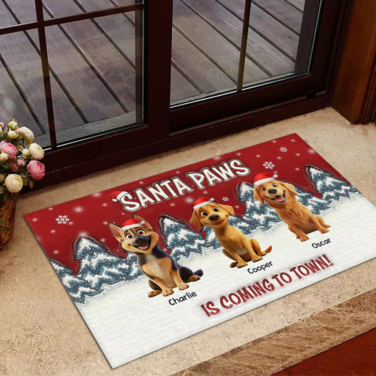 Stop Here With Us Santa - Personalized Custom Doormat - Image 4