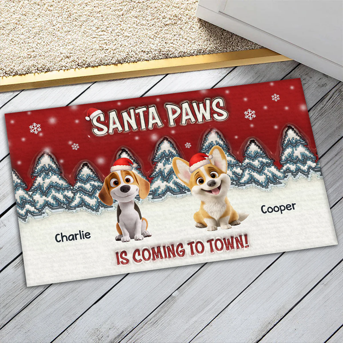 Stop Here With Us Santa - Personalized Custom Doormat - Image 5