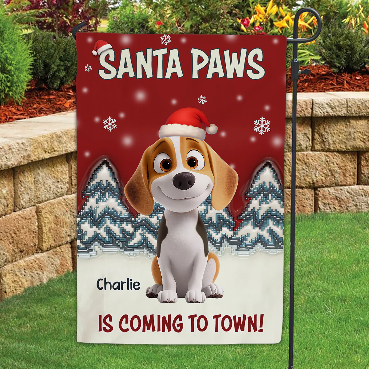 Stop Here With Us Santa - Personalized Custom Flag - Image 2