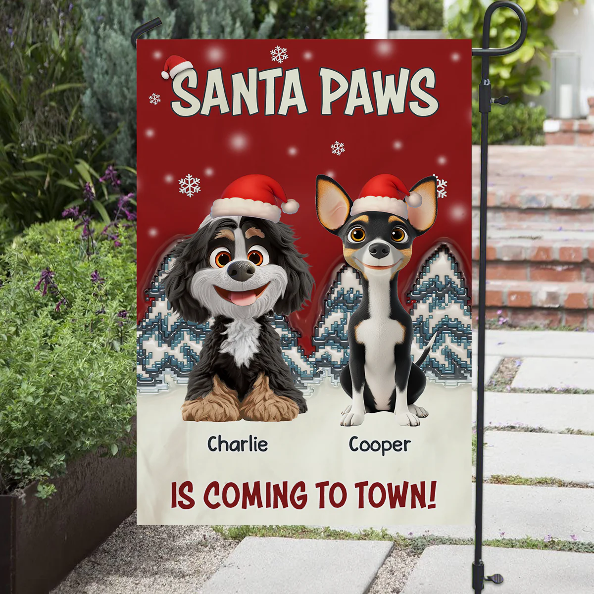 Stop Here With Us Santa - Personalized Custom Flag - Image 3