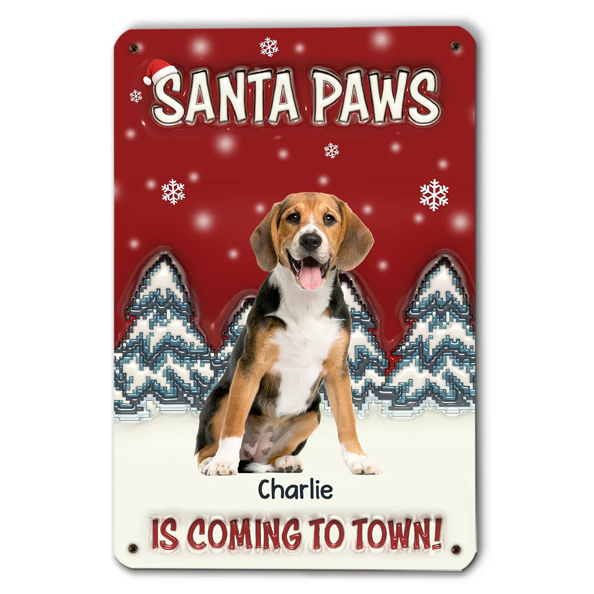 Stop Here With Us Santa Photo - Personalized Custom 3D Inflated Effect Metal Sign