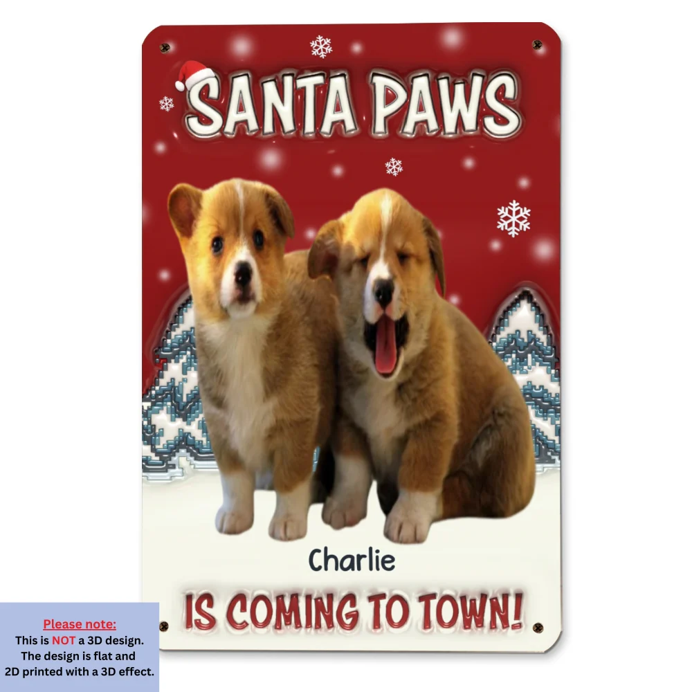 Stop Here With Us Santa Photo - Personalized Custom 3D Inflated Effect Metal Sign - Image 4
