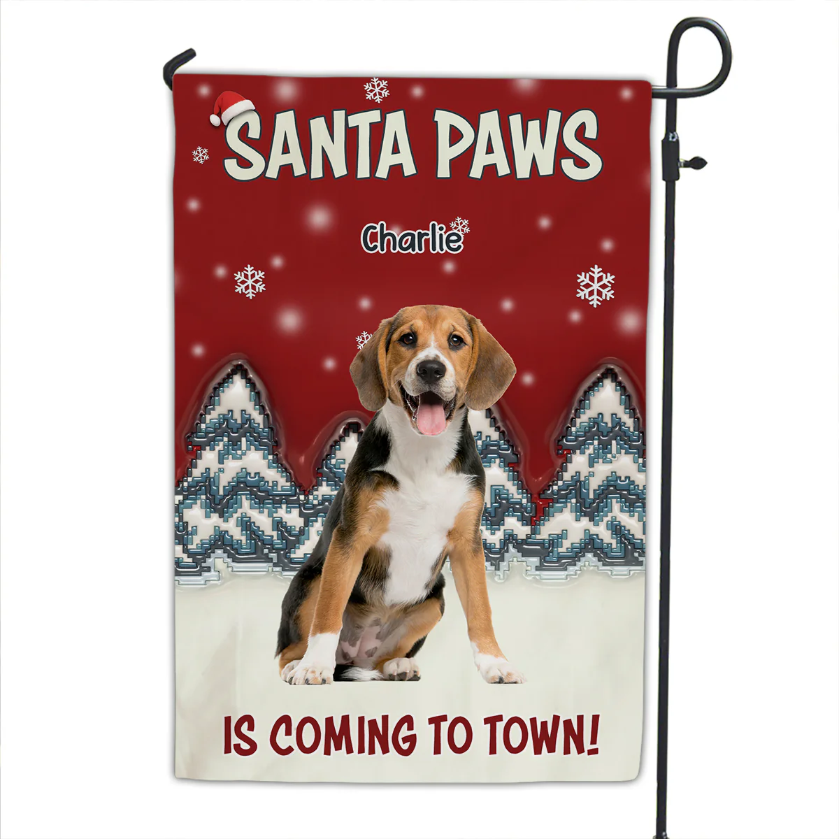 Stop Here With Us Santa Photo - Personalized Custom Flag