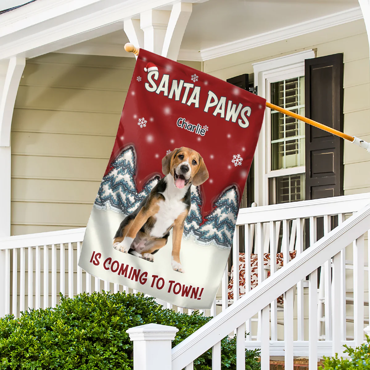 Stop Here With Us Santa Photo - Personalized Custom Flag - Image 3