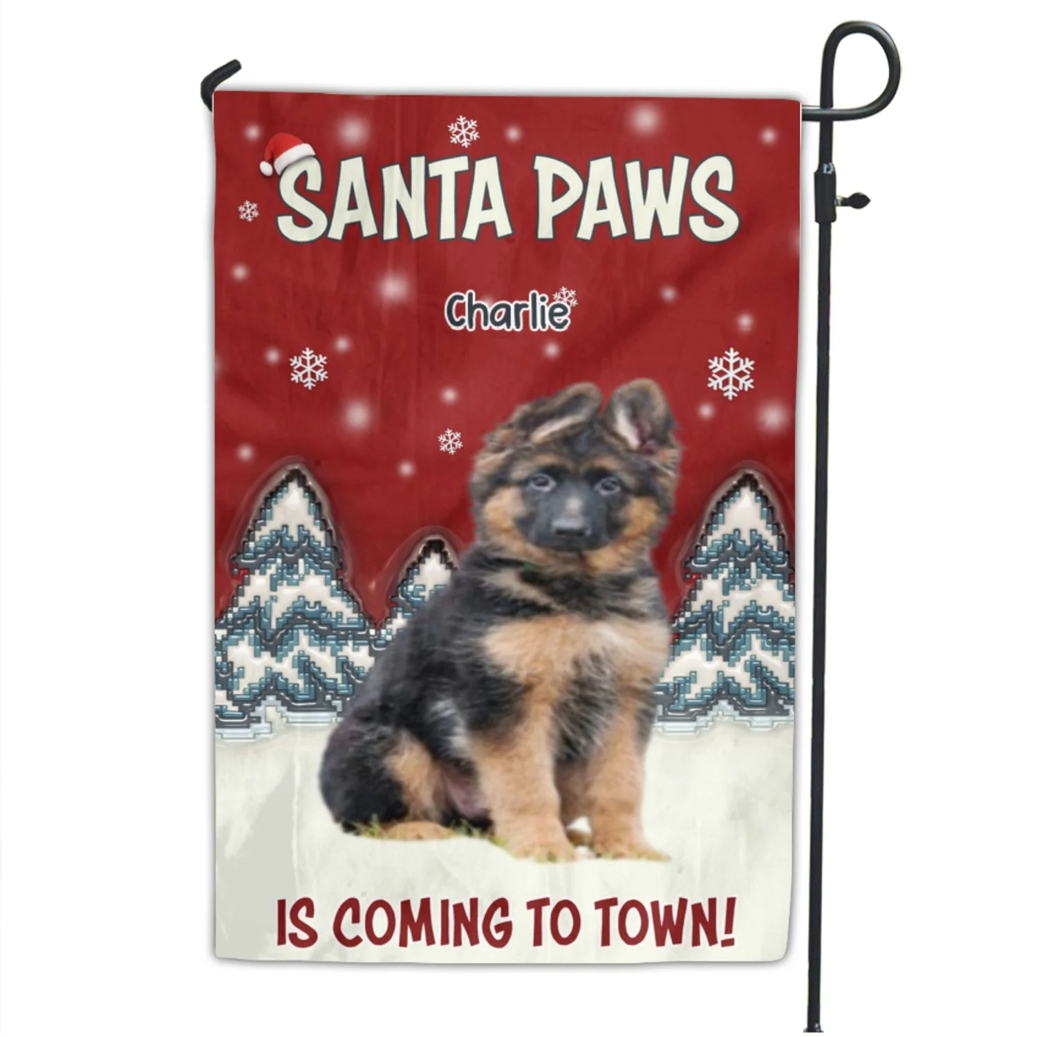 Stop Here With Us Santa Photo - Personalized Custom Flag - Image 5