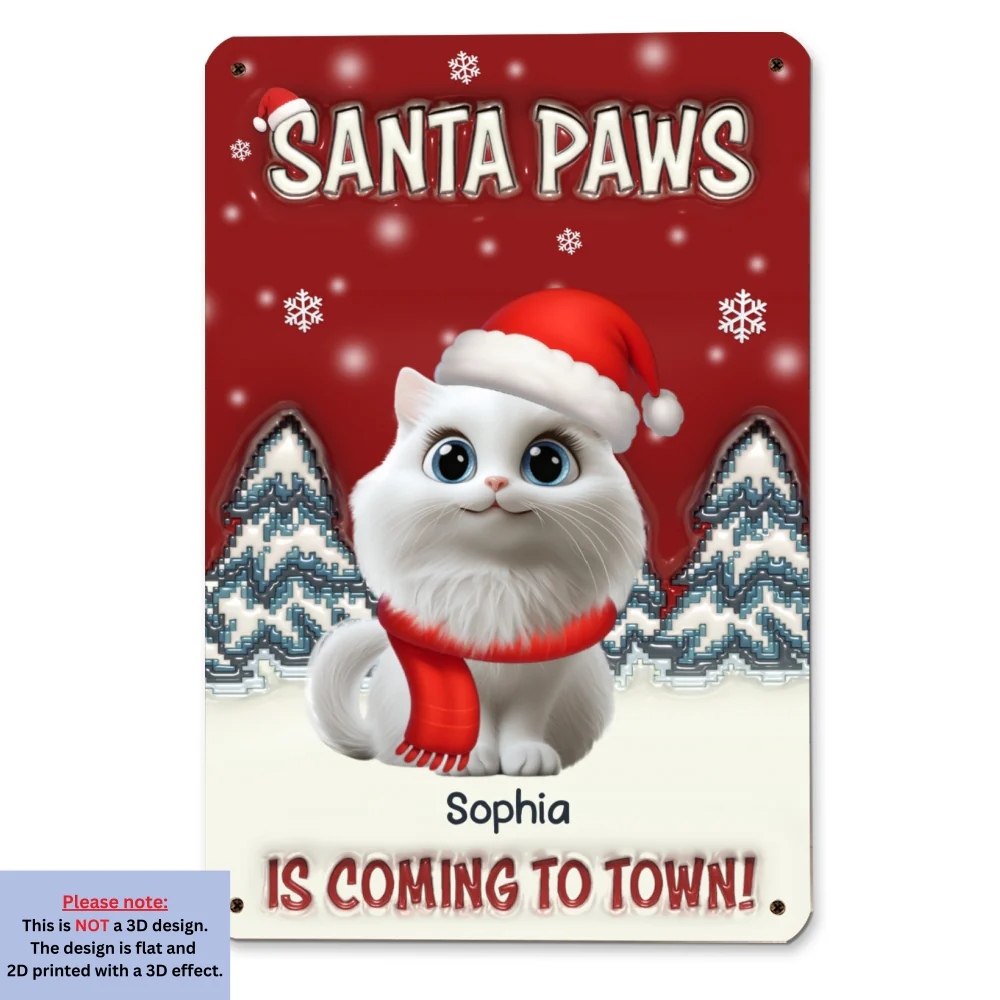 Stop Here With Us Santa Ver Cat - Personalized Custom 3D Inflated Effect Metal Sign - Image 6