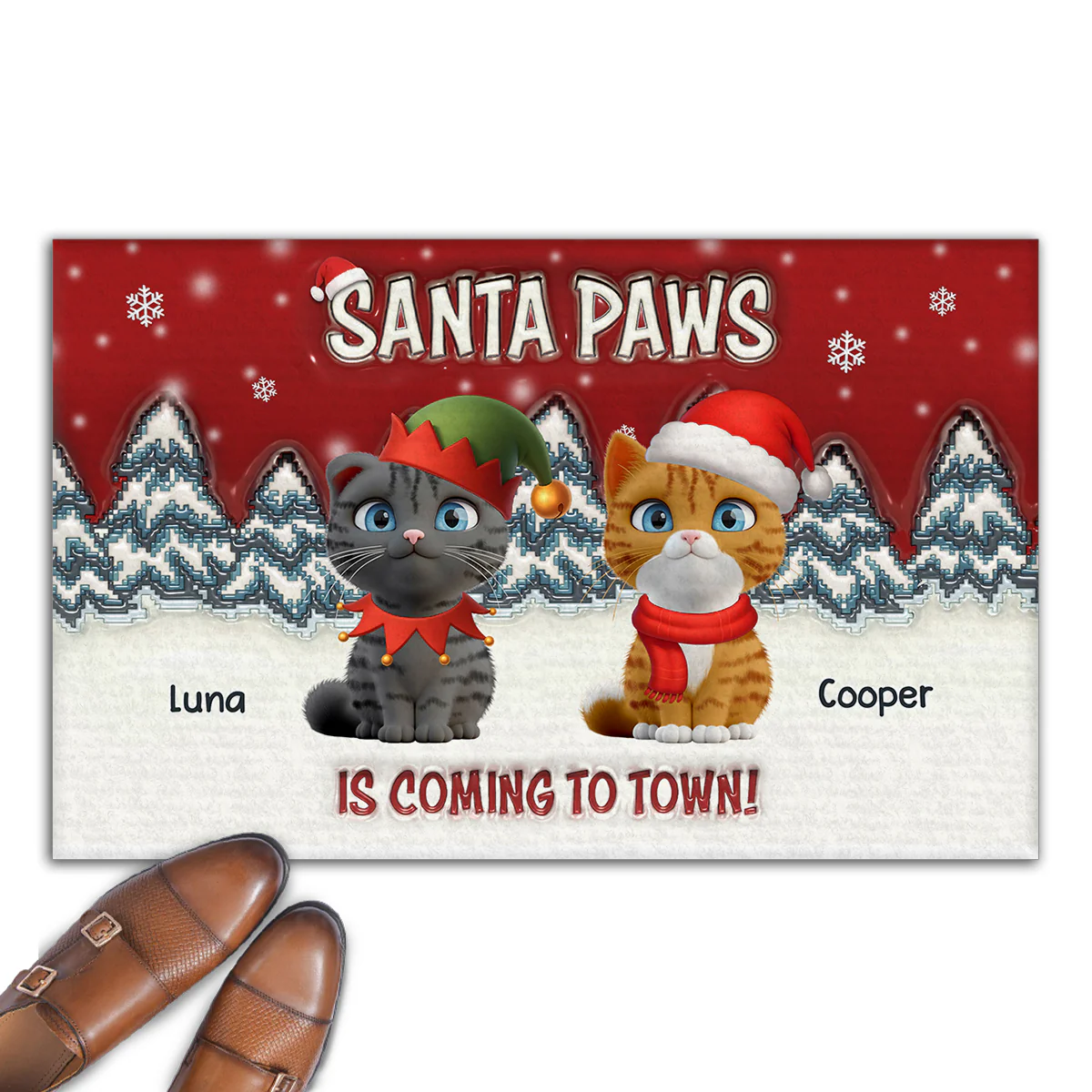 Stop Here With Us Santa Ver Cat - Personalized Custom Doormat