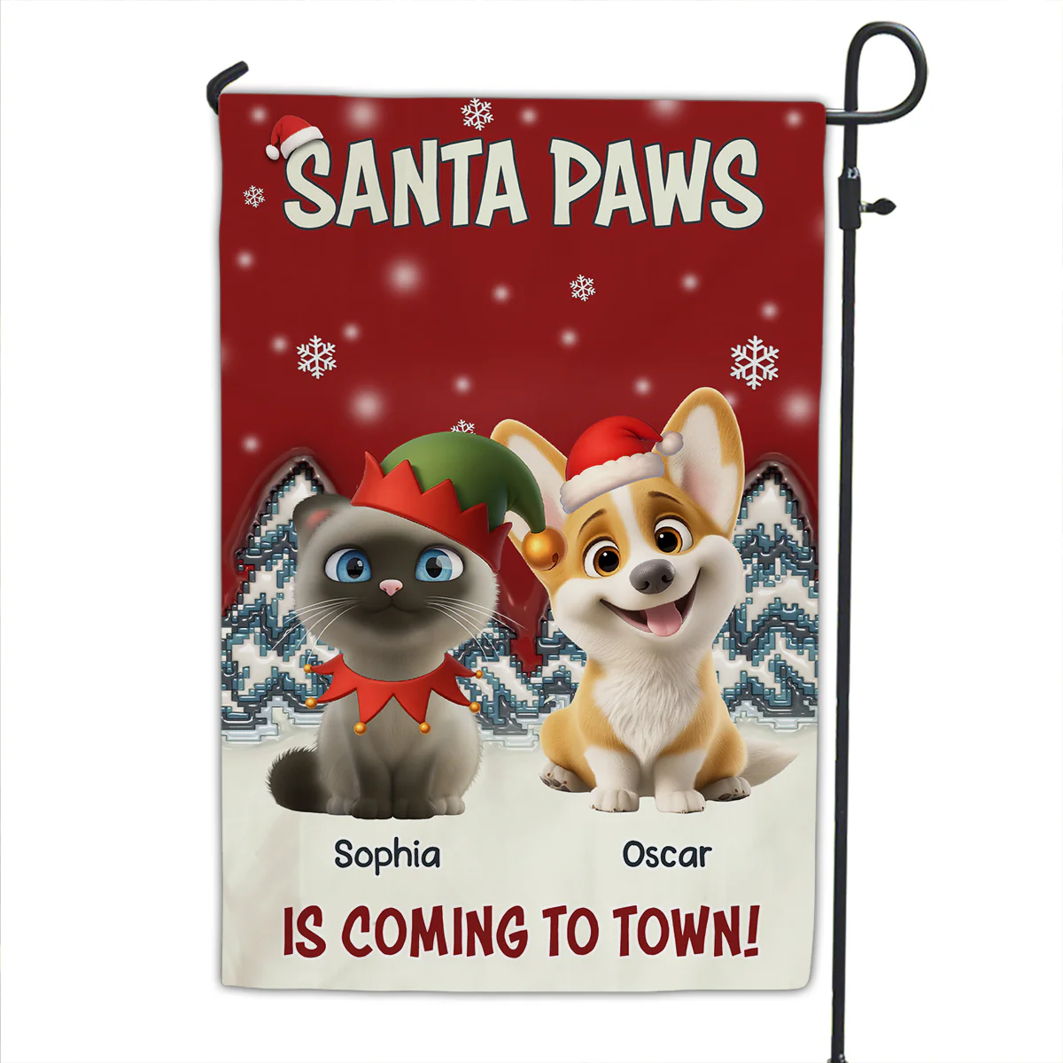 Stop Here With Us Santa Ver Pet - Personalized Custom Flag