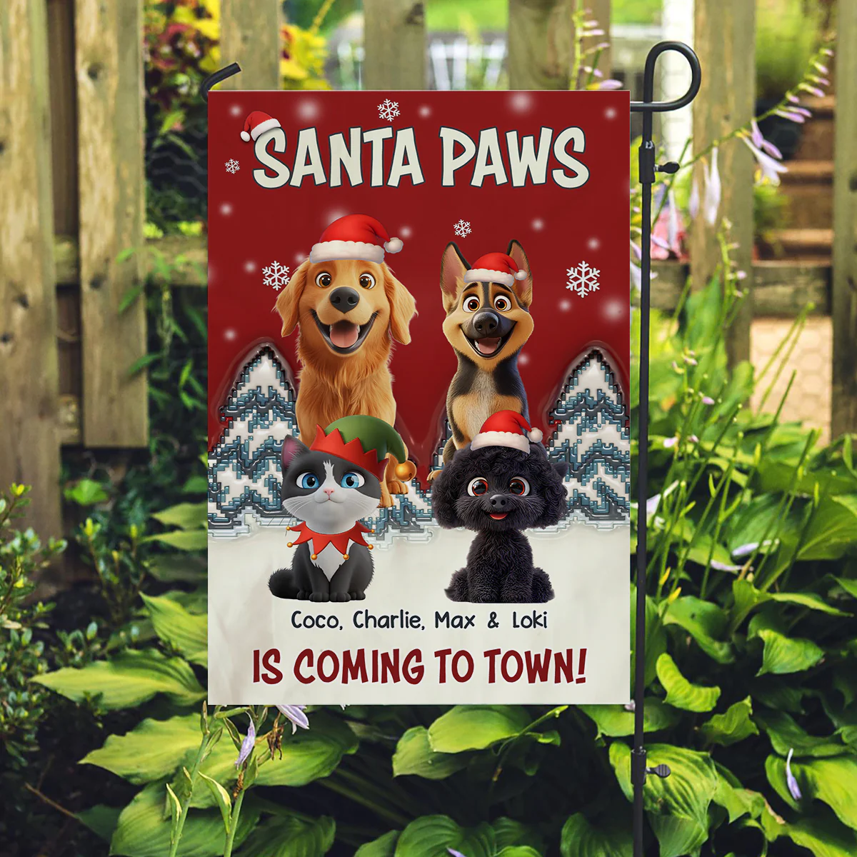 Stop Here With Us Santa Ver Pet - Personalized Custom Flag - Image 3