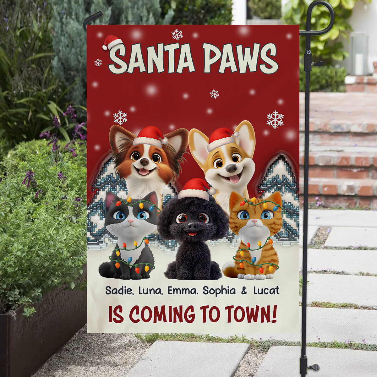 Stop Here With Us Santa Ver Pet - Personalized Custom Flag - Image 4