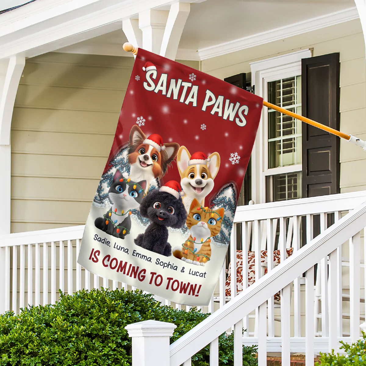 Stop Here With Us Santa Ver Pet - Personalized Custom Flag - Image 5