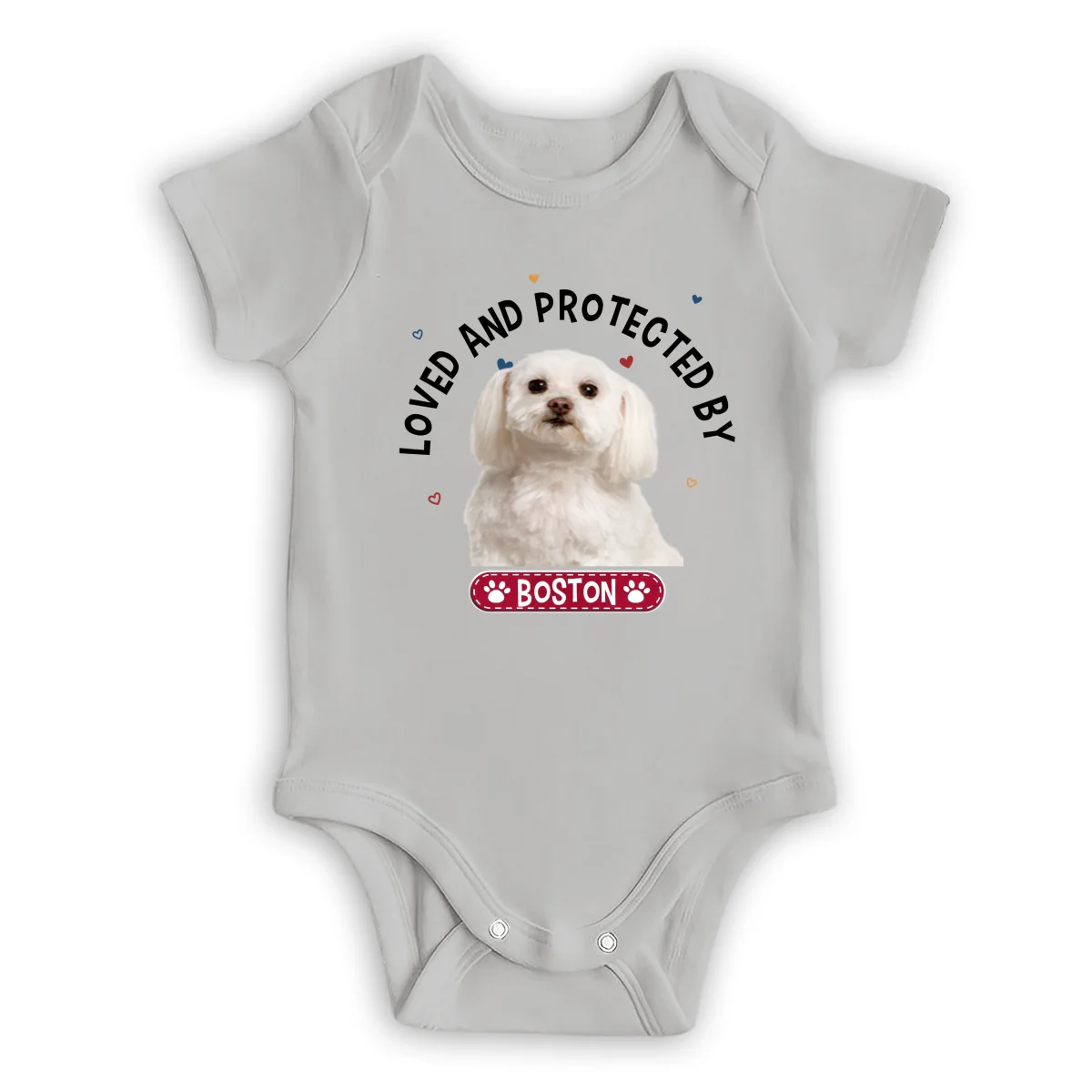 Storybook Dog Loved And Protected By Photo - Personalized Custom Baby Onesie - Image 3