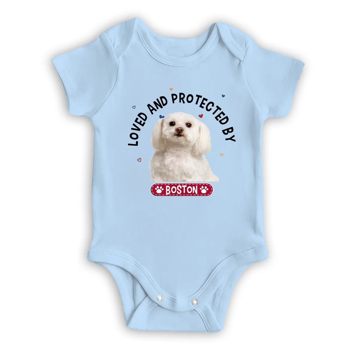 Storybook Dog Loved And Protected By Photo - Personalized Custom Baby Onesie - Image 4