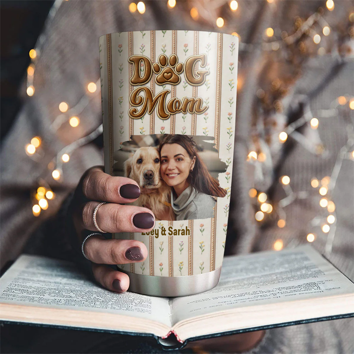 Storybook Dog Mom Photo - Personalized Custom Tumbler - Image 2