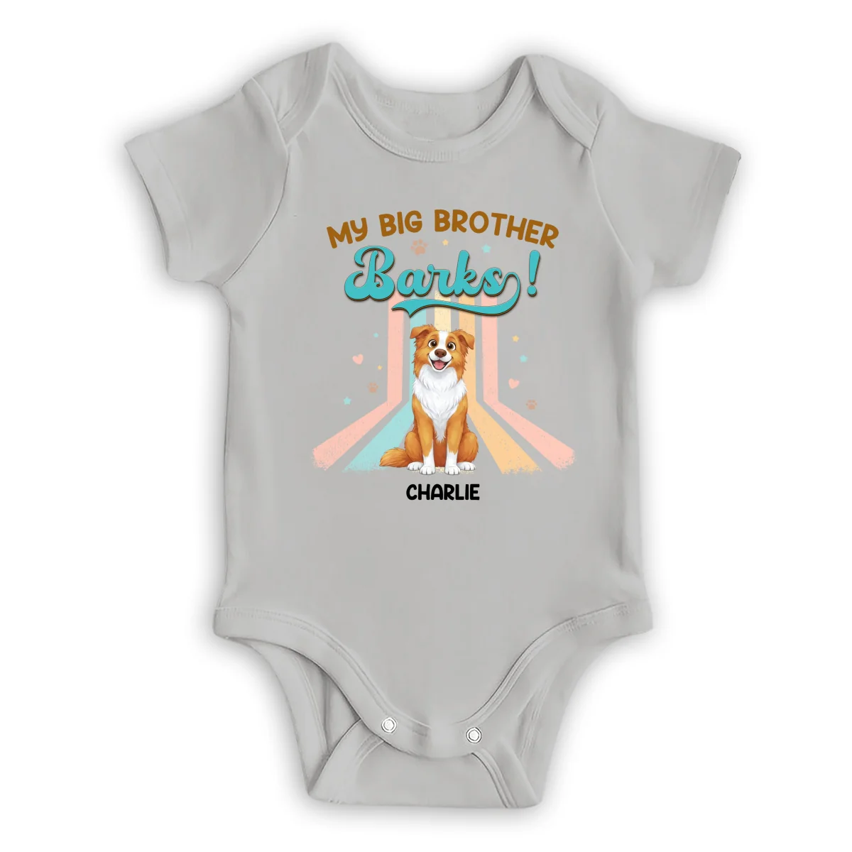 Storybook Funny Dog And Baby - Personalized Custom Baby Onesie - Image 7