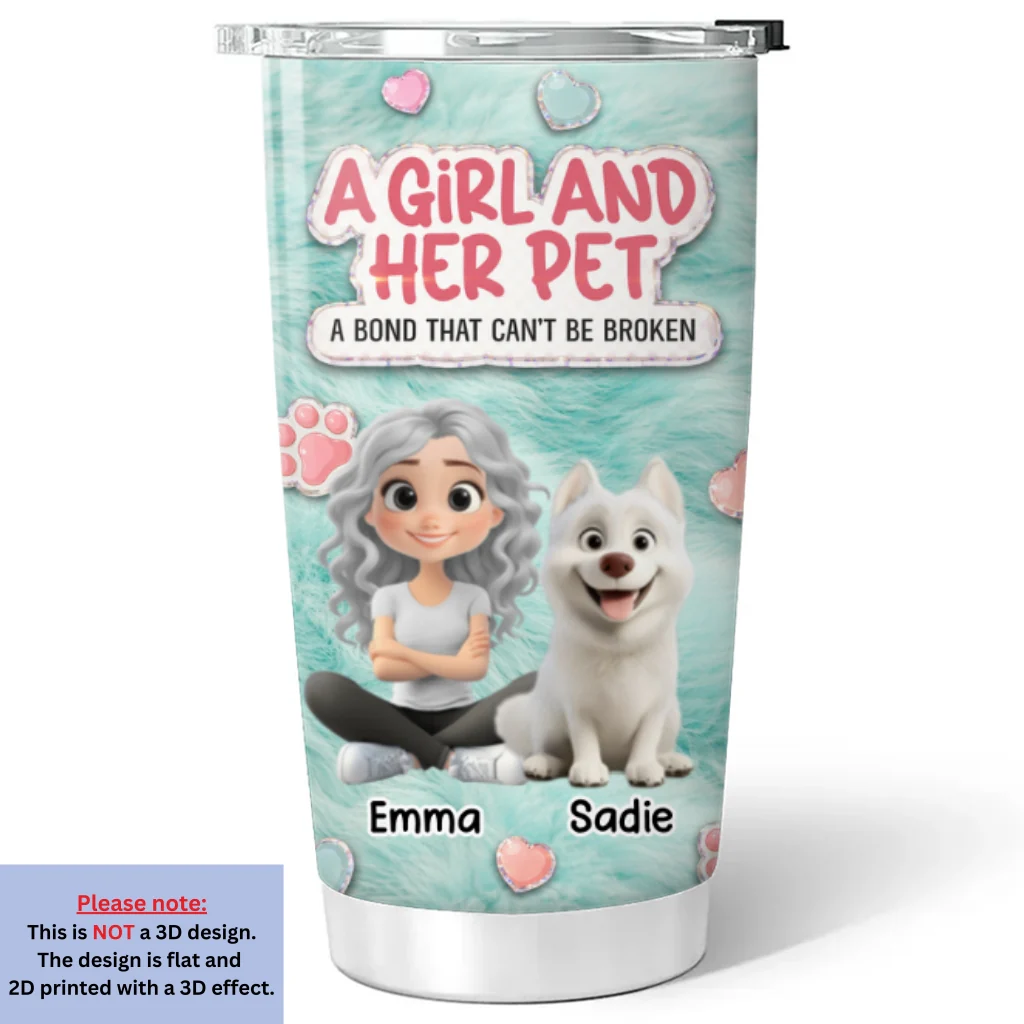 Stuffy Cute Girl And Her Pets - Personalized Custom 3D Effect Tumbler - Image 5
