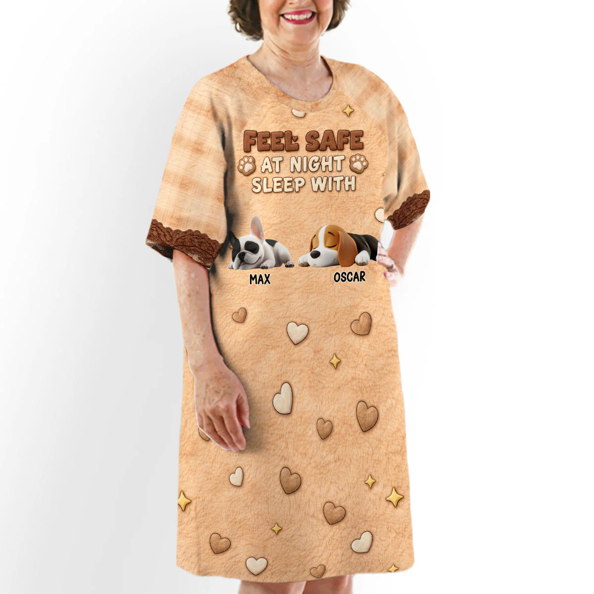 Stuffy Dogs Protect You - Personalized Custom 3/4 Sleeve Dress - Image 2
