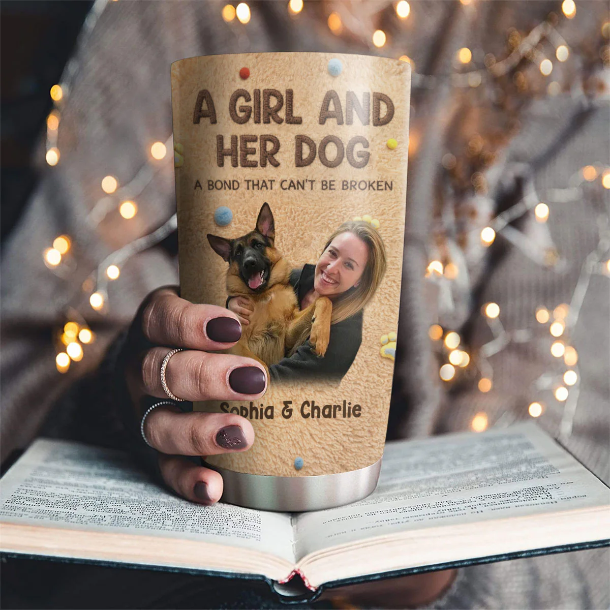 Stuffy Girl And Her Lovely Dogs Ver Photo - Personalized Custom 3D Effect Tumbler - Image 3