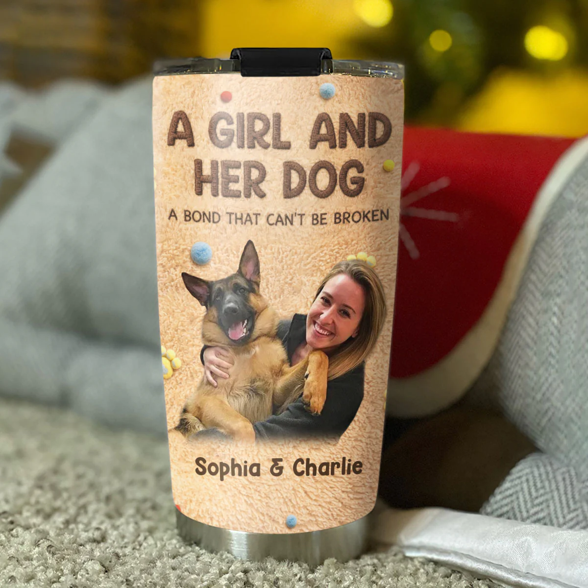 Stuffy Girl And Her Lovely Dogs Ver Photo - Personalized Custom 3D Effect Tumbler - Image 4