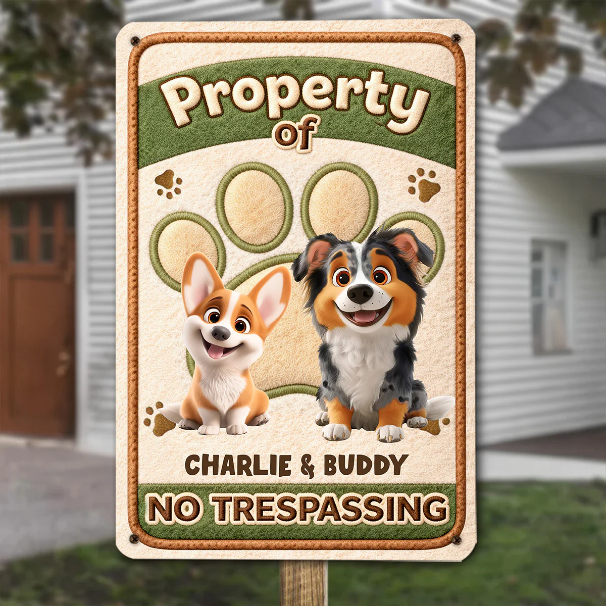 Stuffy Guard Dogs - Personalized Custom 3D Inflated Effect Metal Sign - Image 2