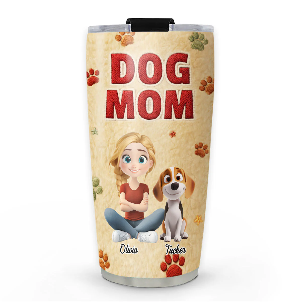 Stuffy Lovely Dog Mom - Personalized Custom 3D Effect Tumbler