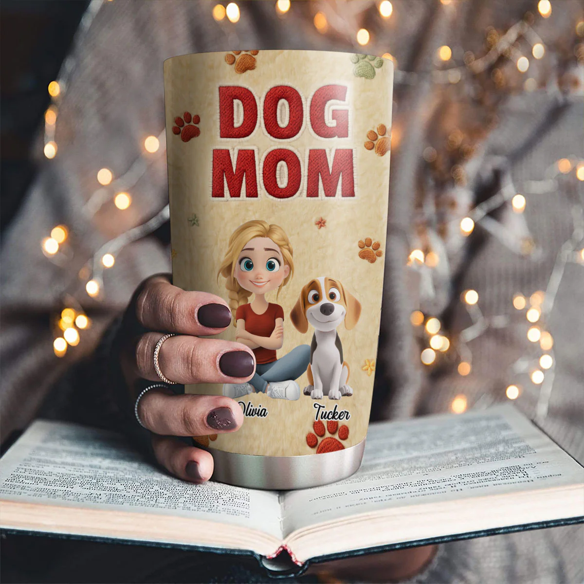 Stuffy Lovely Dog Mom - Personalized Custom 3D Effect Tumbler - Image 2