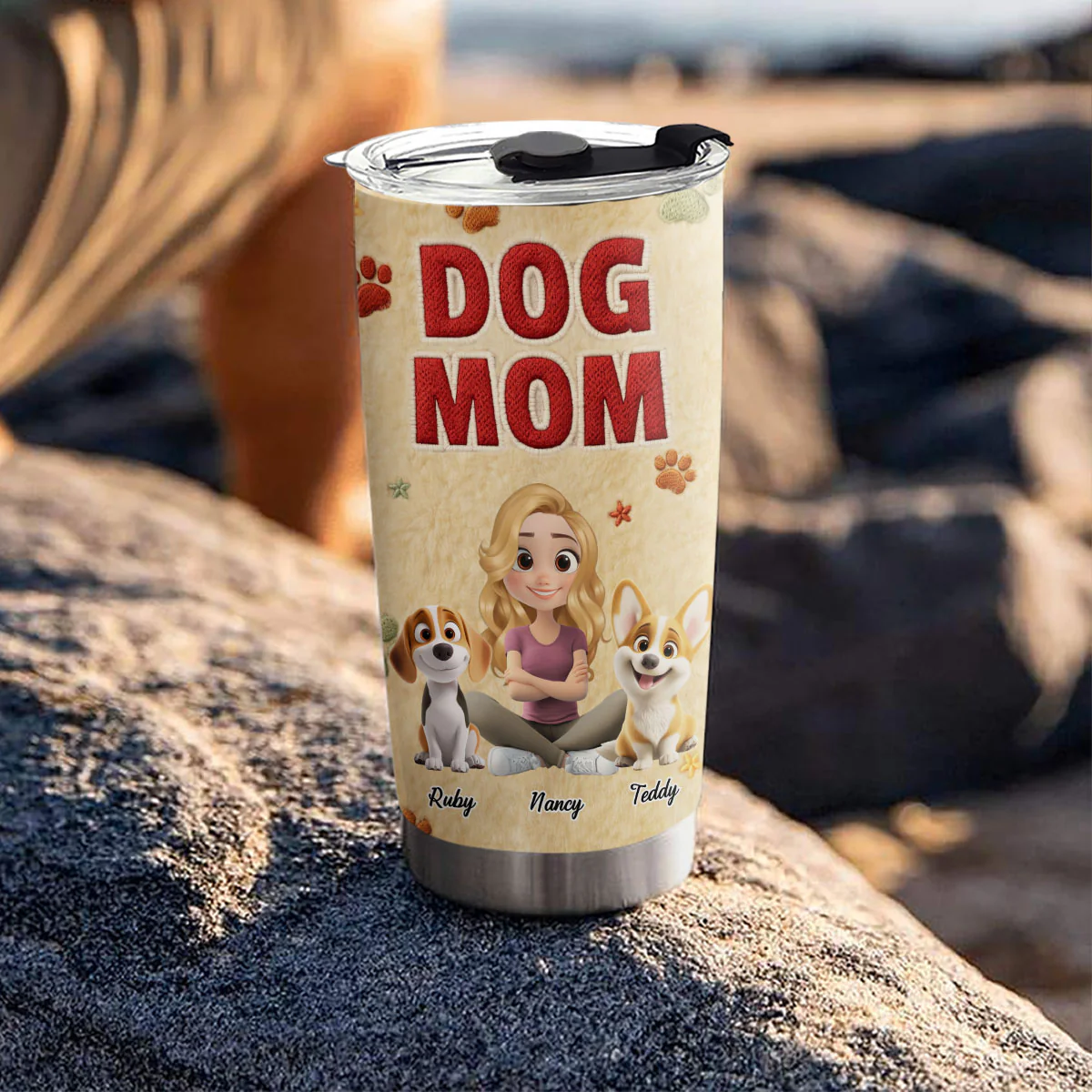 Stuffy Lovely Dog Mom - Personalized Custom 3D Effect Tumbler - Image 3