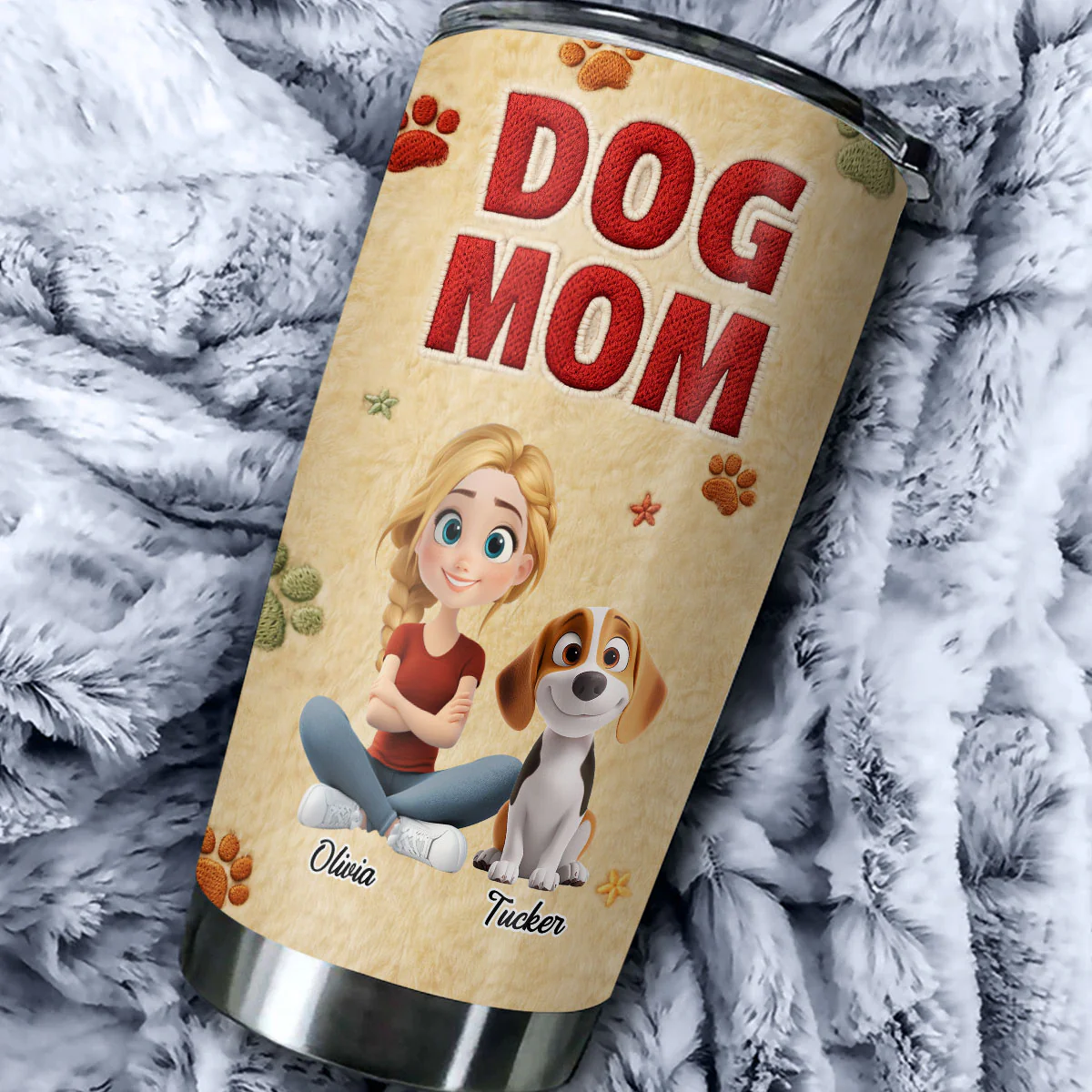 Stuffy Lovely Dog Mom - Personalized Custom 3D Effect Tumbler - Image 4