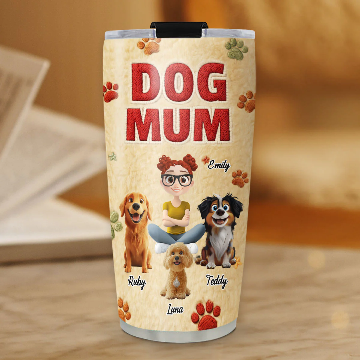 Stuffy Lovely Dog Mom - Personalized Custom 3D Effect Tumbler - Image 5