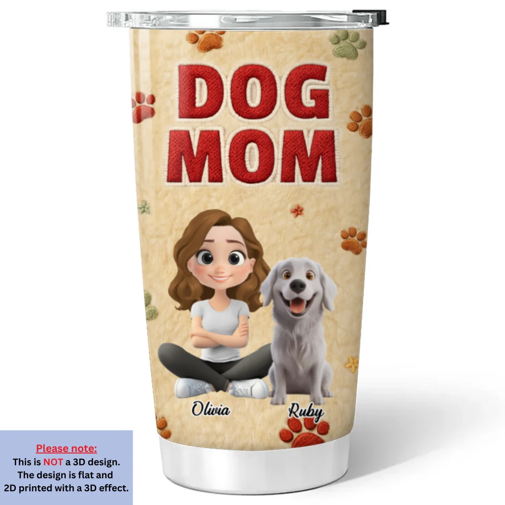 Stuffy Lovely Dog Mom - Personalized Custom 3D Effect Tumbler - Image 6