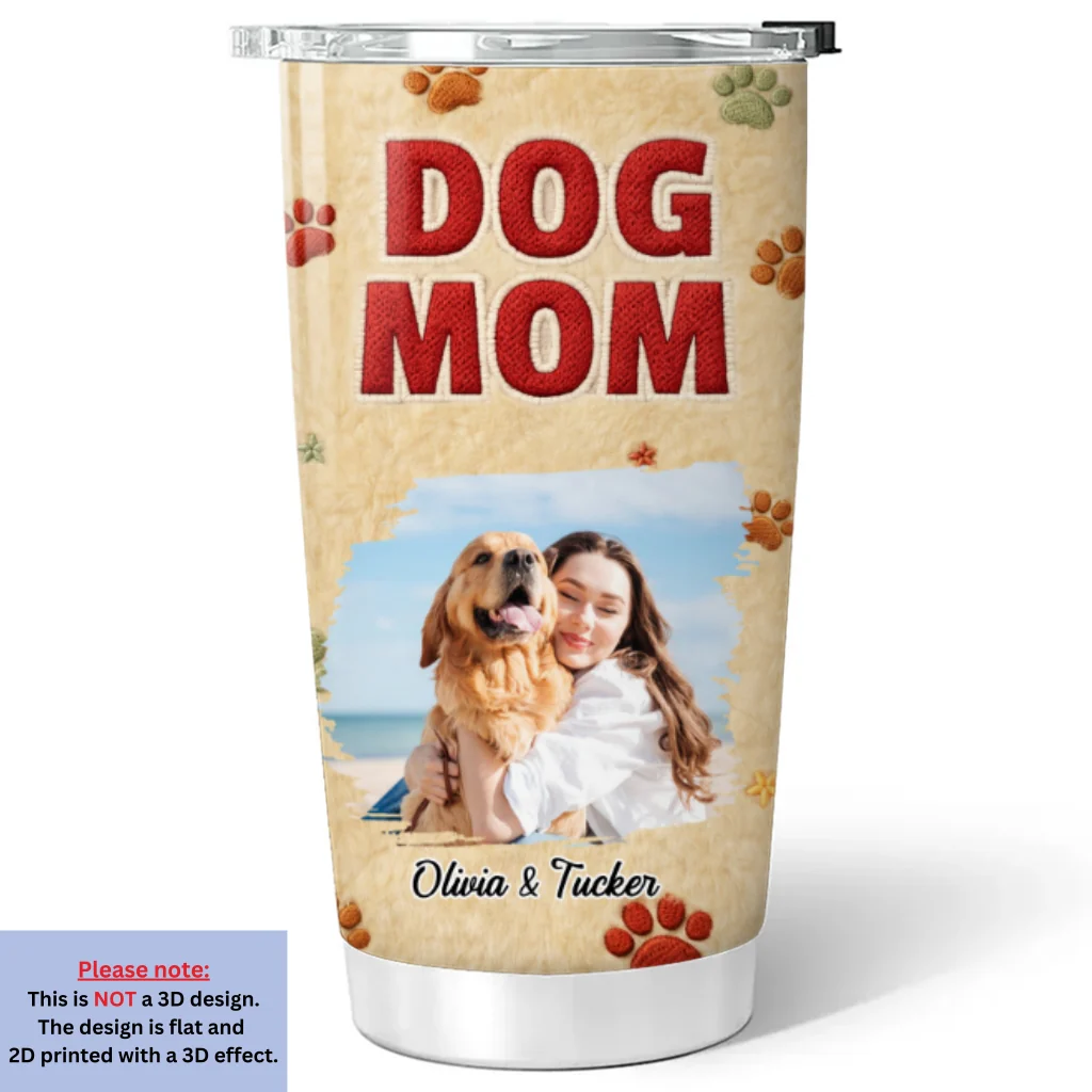 Stuffy Lovely Dog Mom Photo - Personalized Custom 3D Effect Tumbler - Image 3