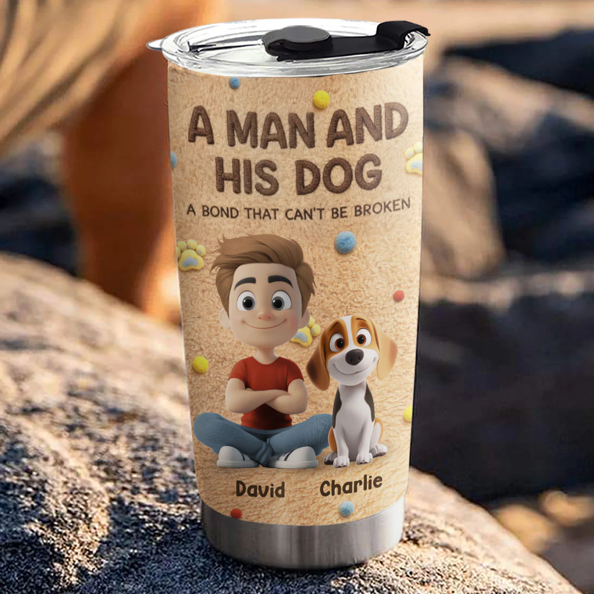 Stuffy Man And His Dogs - Personalized Custom 3D Effect Tumbler - Image 3