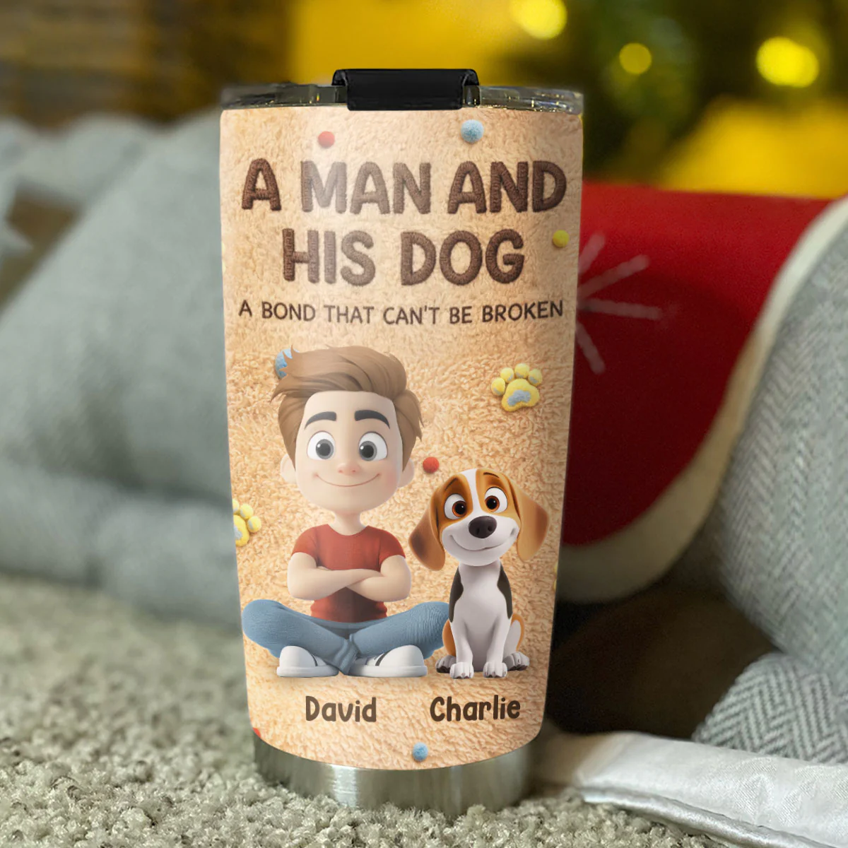 Stuffy Man And His Dogs - Personalized Custom 3D Effect Tumbler - Image 4