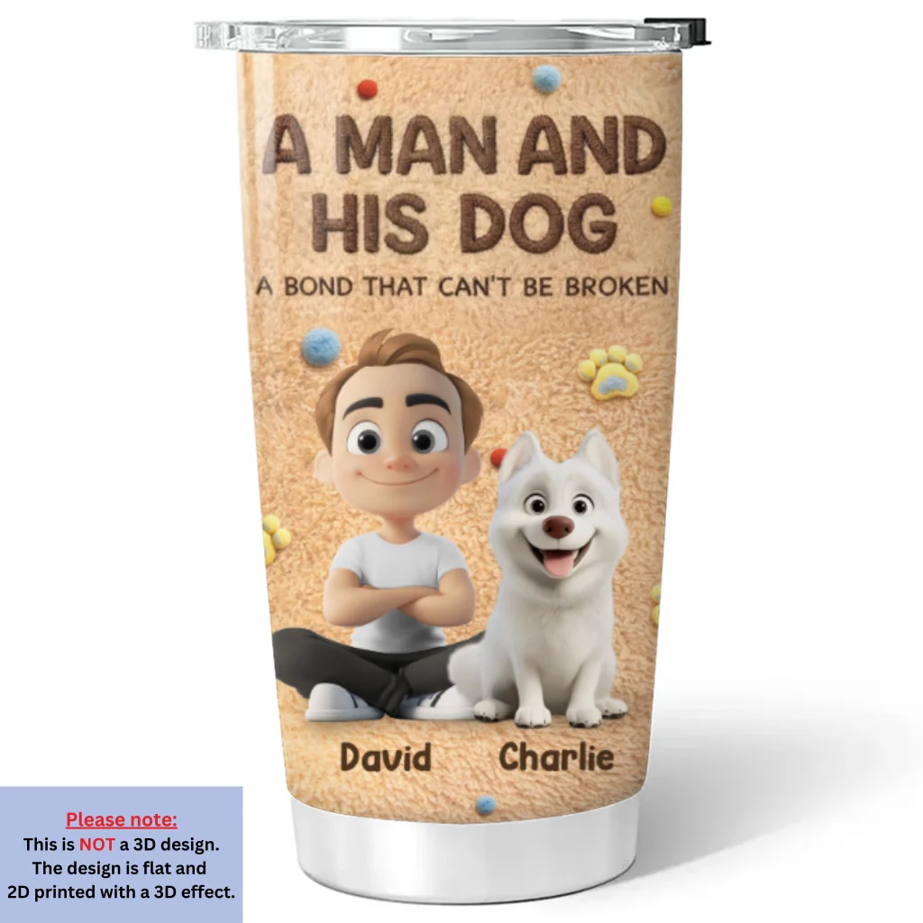 Stuffy Man And His Dogs - Personalized Custom 3D Effect Tumbler - Image 5