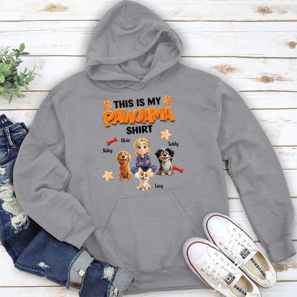 Stuffy Pajama Girl And Dog - Personalized Custom Hoodie - Image 2