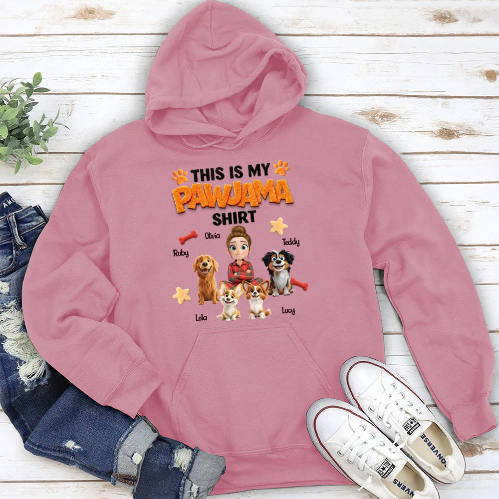 Stuffy Pajama Girl And Dog - Personalized Custom Hoodie - Image 3