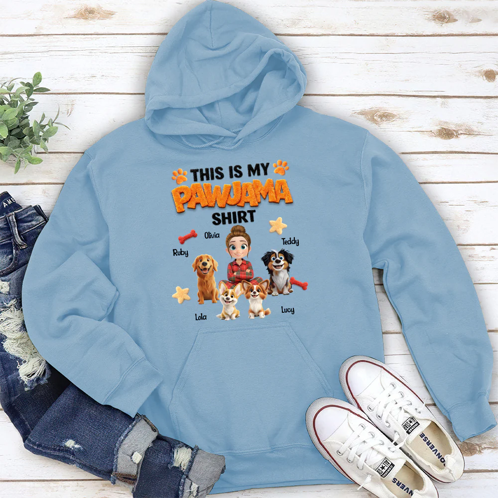 Stuffy Pajama Girl And Dog - Personalized Custom Hoodie - Image 4
