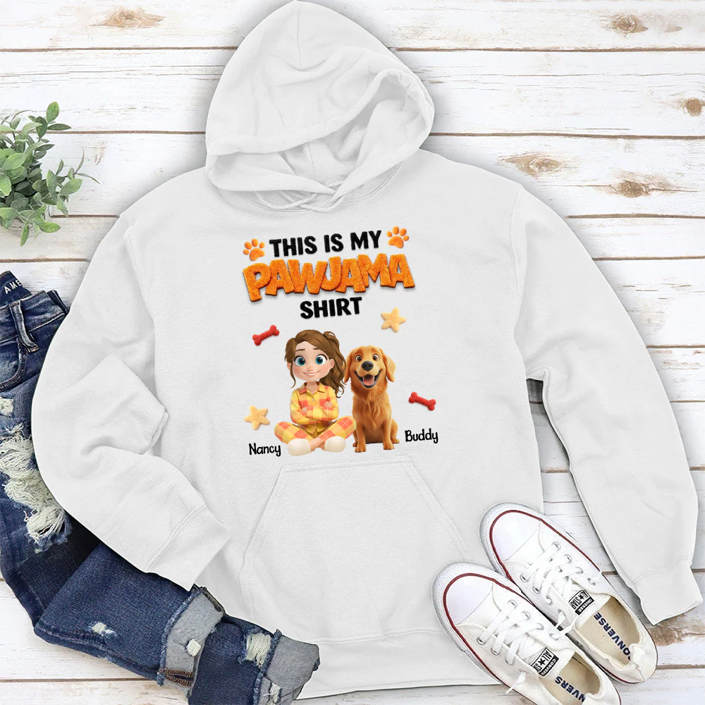 Stuffy Pajama Girl And Dog - Personalized Custom Hoodie - Image 5