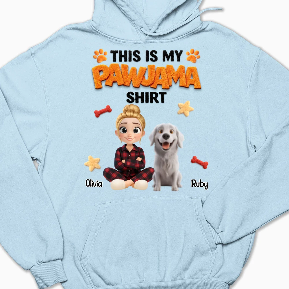Stuffy Pajama Girl And Dog - Personalized Custom Hoodie - Image 6